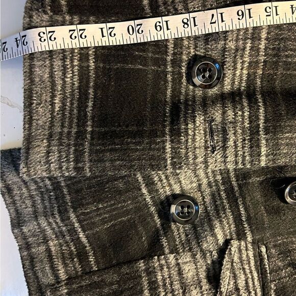 Maralyn & Me Gray Lined Hooded Plaid Jacket Pea Coat Hood Size Small - Picture 9 of 9